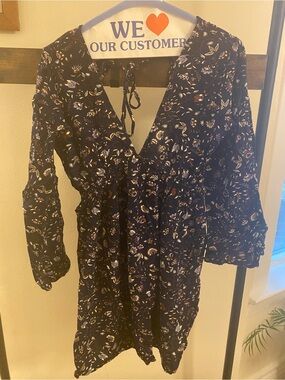 Floral Wrap Dress with Long Sleeves